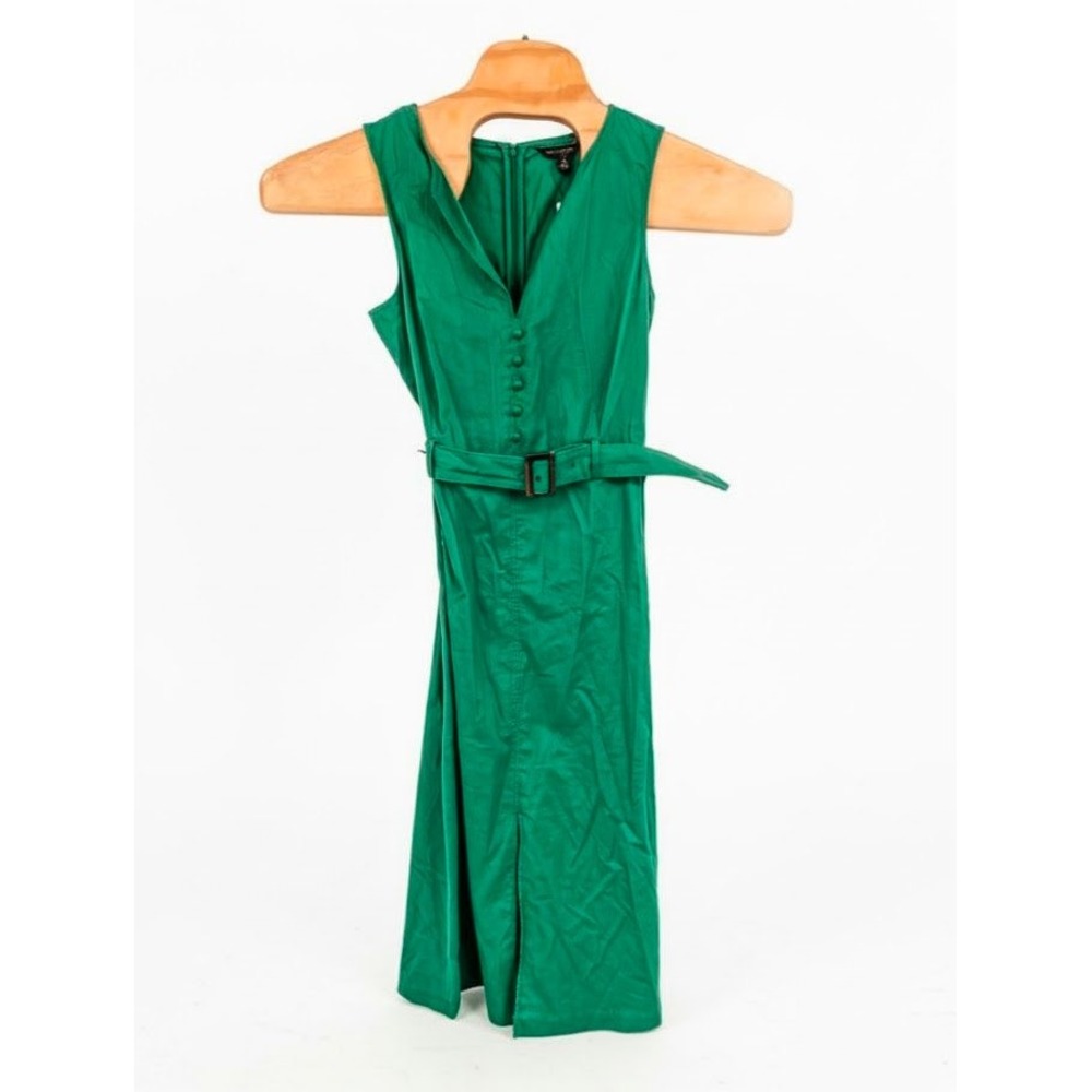 Banana Republic Linen Cotton Shift Dress Green NWT Belted Sz 0